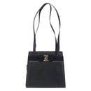 Salvatore Ferragamo Vala Ribbon Shoulder Bag Leather Navy Gold Auth 170410-2