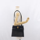 Salvatore Ferragamo Vala Ribbon Shoulder Bag Leather Navy Gold Auth 170410-22