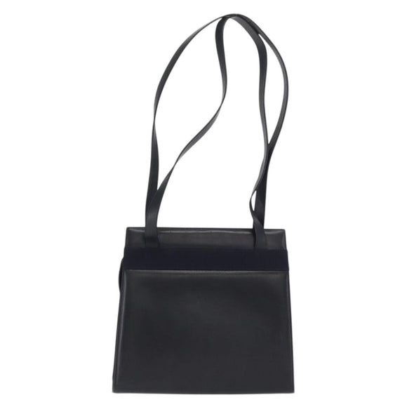 Salvatore Ferragamo Vala Ribbon Shoulder Bag Leather Navy Gold Auth 170410