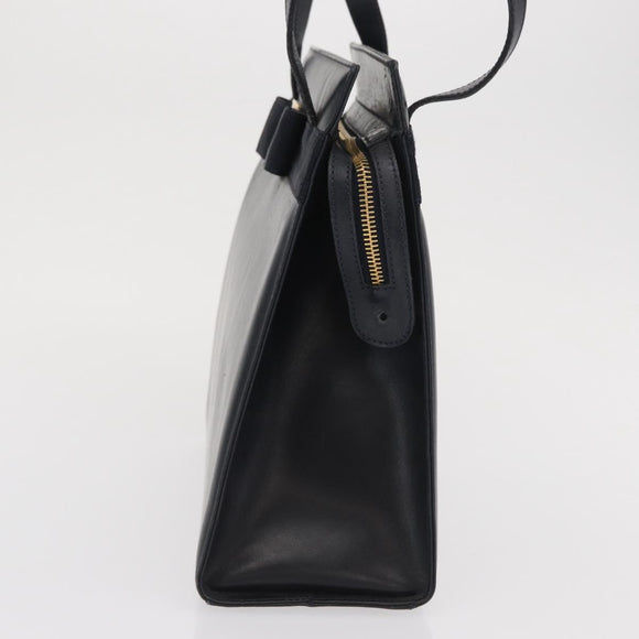 Salvatore Ferragamo Vala Ribbon Shoulder Bag Leather Navy Gold Auth 170410