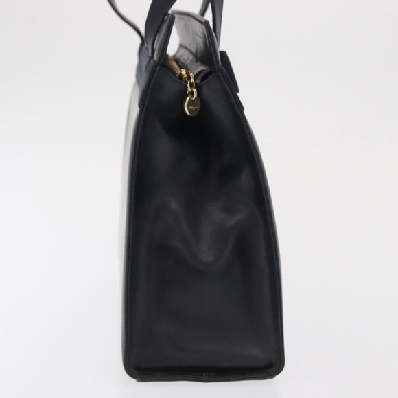 Salvatore Ferragamo Vala Ribbon Shoulder Bag Leather Navy Gold Auth 170410