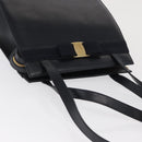 Salvatore Ferragamo Vala Ribbon Shoulder Bag Leather Navy Gold Auth 170410-6