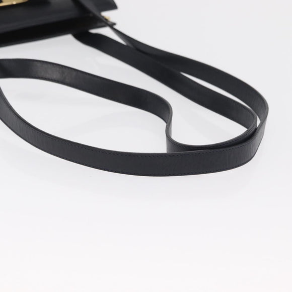 Salvatore Ferragamo Vala Ribbon Shoulder Bag Leather Navy Gold Auth 170410
