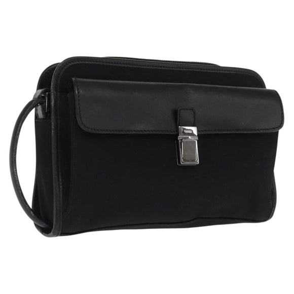 GUCCI Clutch Bag Nylon Black Silver 108844 Auth 170413