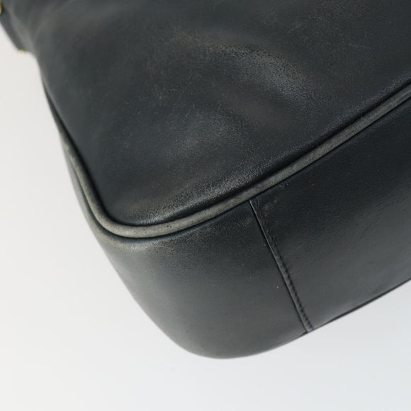 GUCCI Bamboo Hand Bag Leather 2way Black Gold 001 2113 1638 Auth 170415