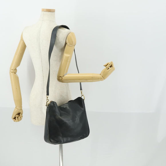 GUCCI Bamboo Hand Bag Leather 2way Black Gold 001 2113 1638 Auth 170415
