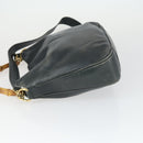 GUCCI Bamboo Hand Bag Leather 2way Black Gold 001 2113 1638 Auth 170415-4