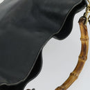 GUCCI Bamboo Hand Bag Leather 2way Black Gold 001 2113 1638 Auth 170415-6