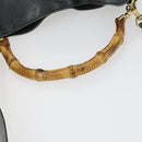 GUCCI Bamboo Hand Bag Leather 2way Black Gold 001 2113 1638 Auth 170415-8