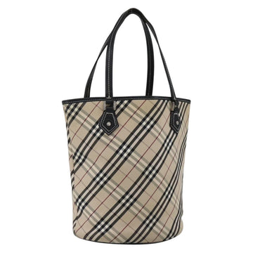 BURBERRY Nova Check Blue Label Tote Bag Canvas Beige Auth 170421