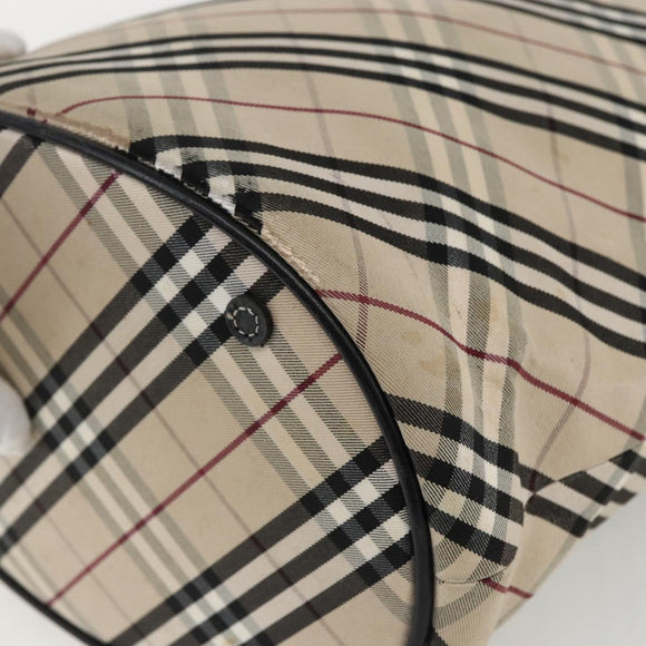 BURBERRY Nova Check Blue Label Tote Bag Canvas Beige Auth 170421