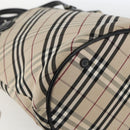 BURBERRY Nova Check Blue Label Tote Bag Canvas Beige Auth 170421-16