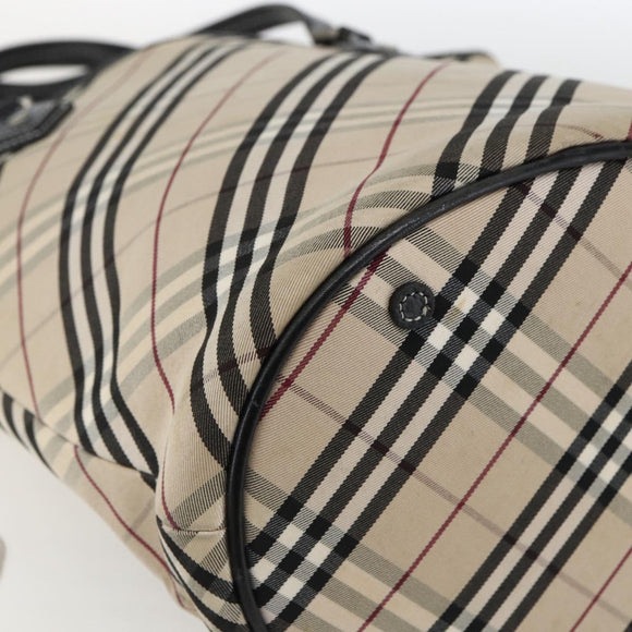 BURBERRY Nova Check Blue Label Tote Bag Canvas Beige Auth 170421