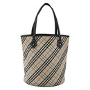 BURBERRY Nova Check Blue Label Tote Bag Canvas Beige Auth 170421-13