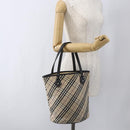BURBERRY Nova Check Blue Label Tote Bag Canvas Beige Auth 170421-20