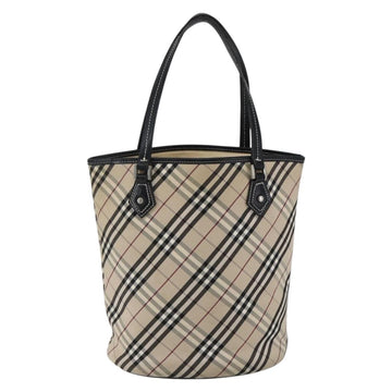BURBERRY Nova Check Blue Label Tote Bag Canvas Beige Auth 170421 - 0