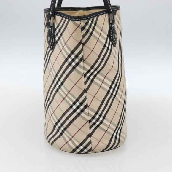 BURBERRY Nova Check Blue Label Tote Bag Canvas Beige Auth 170421