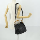 GUCCI Bamboo Hand Bag Leather 2way Black Gold 001 1638 2615 Auth 170422-23