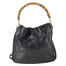 GUCCI Bamboo Hand Bag Leather 2way Black Gold 001 1638 2615 Auth 170422-2