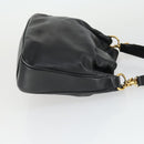 GUCCI Bamboo Hand Bag Leather 2way Black Gold 001 1638 2615 Auth 170422-3