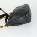 GUCCI Bamboo Hand Bag Leather 2way Black Gold 001 1638 2615 Auth 170422-4