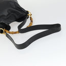 GUCCI Bamboo Hand Bag Leather 2way Black Gold 001 1638 2615 Auth 170422-7