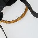 GUCCI Bamboo Hand Bag Leather 2way Black Gold 001 1638 2615 Auth 170422-8