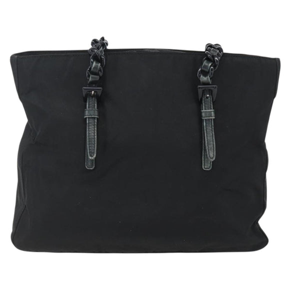 PRADA Chain Shoulder Bag Nylon Black Auth 170424