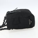 PRADA Chain Shoulder Bag Nylon Black Auth 170424-3