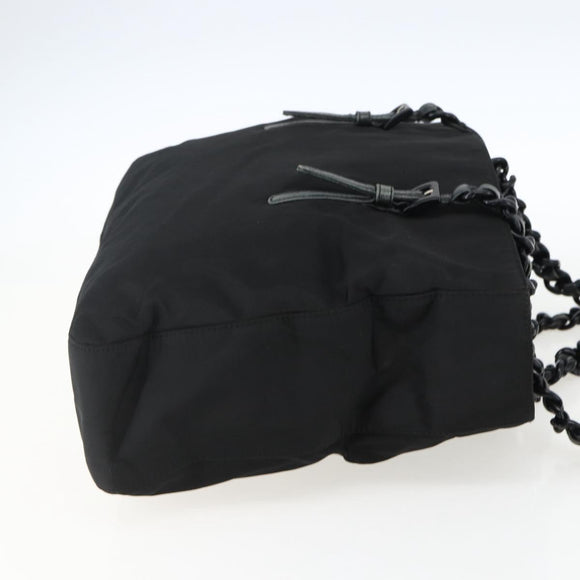 PRADA Chain Shoulder Bag Nylon Black Auth 170424