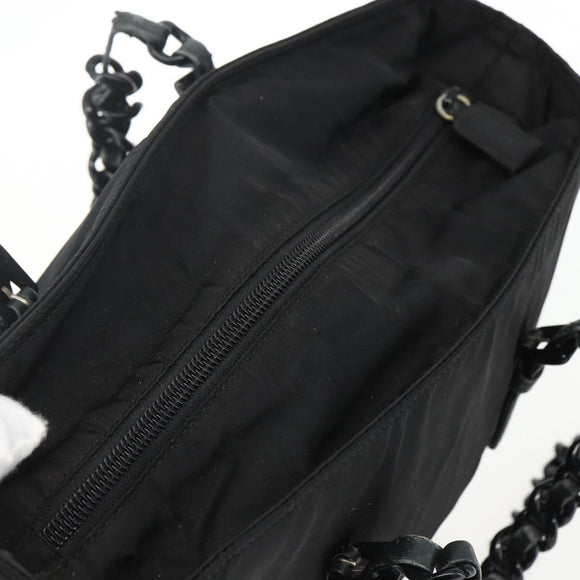 PRADA Chain Shoulder Bag Nylon Black Auth 170424