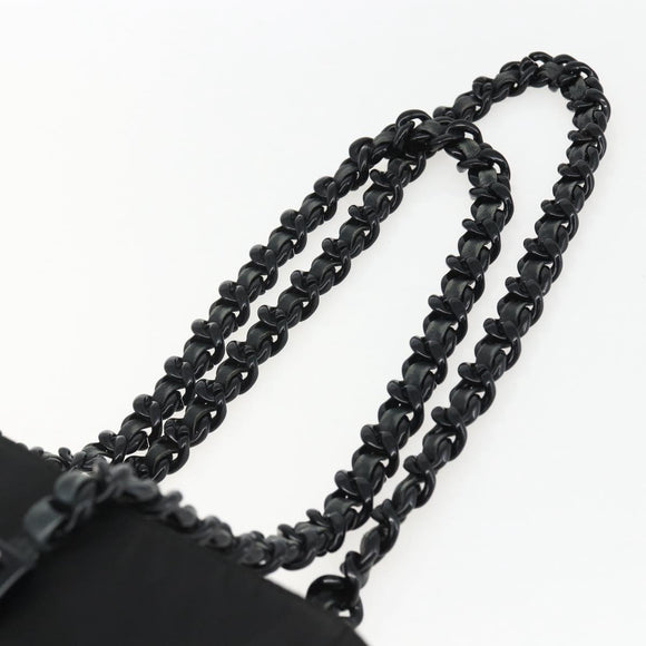 PRADA Chain Shoulder Bag Nylon Black Auth 170424
