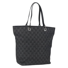 GUCCI GG Canvas Tote Bag Black Silver 31243 Auth 170425A