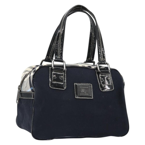 BURBERRY Nova Check Blue Label Hand Bag Canvas Black Auth 170426