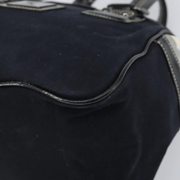 BURBERRY Nova Check Blue Label Hand Bag Canvas Black Auth 170426