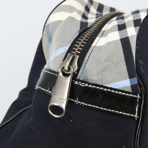 BURBERRY Nova Check Blue Label Hand Bag Canvas Black Auth 170426