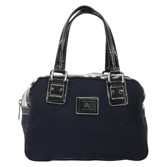 BURBERRY Nova Check Blue Label Hand Bag Canvas Black Auth 170426