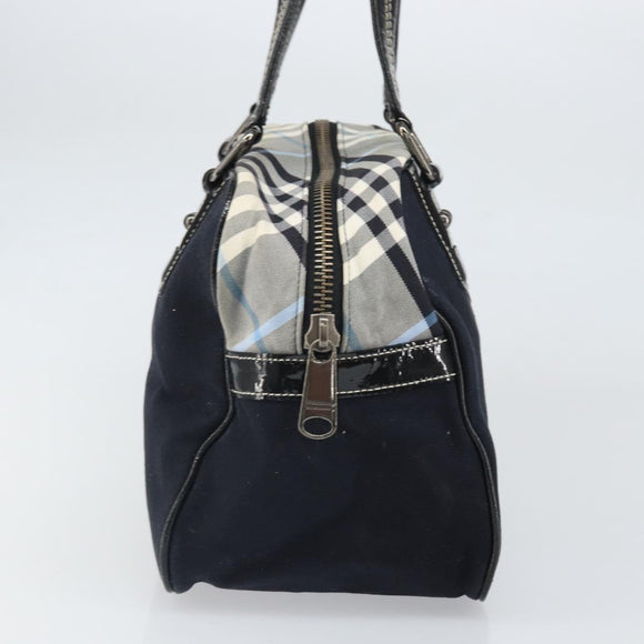 BURBERRY Nova Check Blue Label Hand Bag Canvas Black Auth 170426