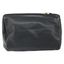 LOEWE Anagram Pouch Leather Black Gold Auth 170433-2