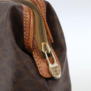 CELINE Macadam Canvas Pouch PVC Leather Brown Gold Auth 170434-8