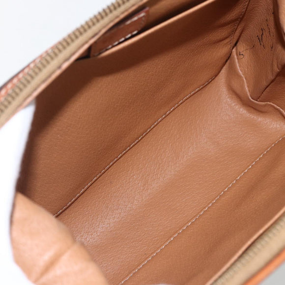 CELINE Macadam Canvas Pouch PVC Leather Brown Gold Auth 170434