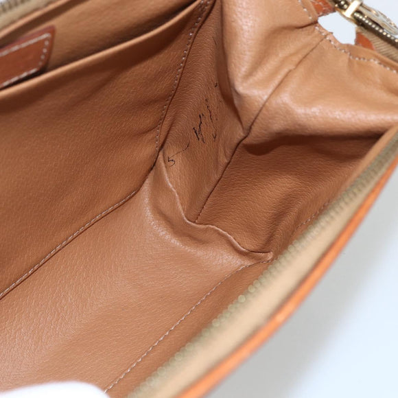 CELINE Macadam Canvas Pouch PVC Leather Brown Gold Auth 170434