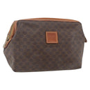 CELINE Macadam Canvas Pouch PVC Leather Brown Gold Auth 170434-1