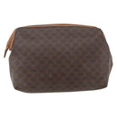 CELINE Macadam Canvas Pouch PVC Leather Brown Gold Auth 170434-2