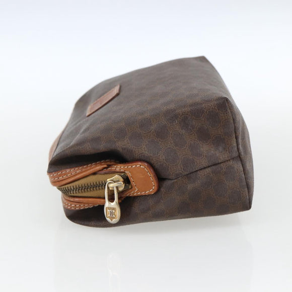 CELINE Macadam Canvas Pouch PVC Leather Brown Gold Auth 170434