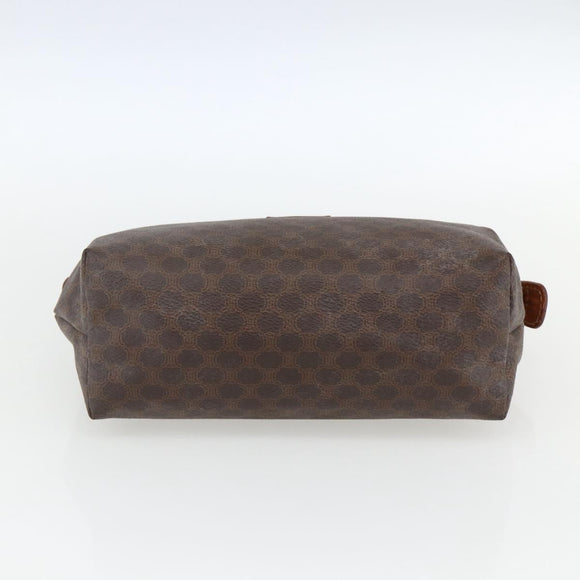CELINE Macadam Canvas Pouch PVC Leather Brown Gold Auth 170434