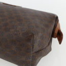 CELINE Macadam Canvas Pouch PVC Leather Brown Gold Auth 170434-7