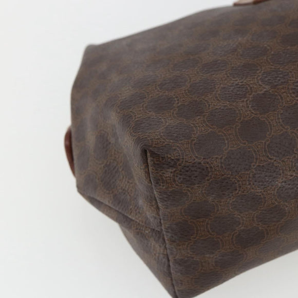 CELINE Macadam Canvas Pouch PVC Leather Brown Gold Auth 170434