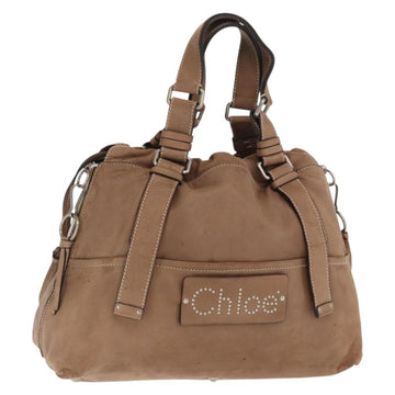 Chloe Hand Bag Leather Beige Silver Auth 170443