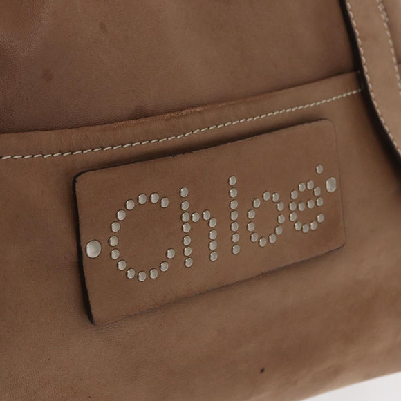 Chloe Hand Bag Leather Beige Silver Auth 170443